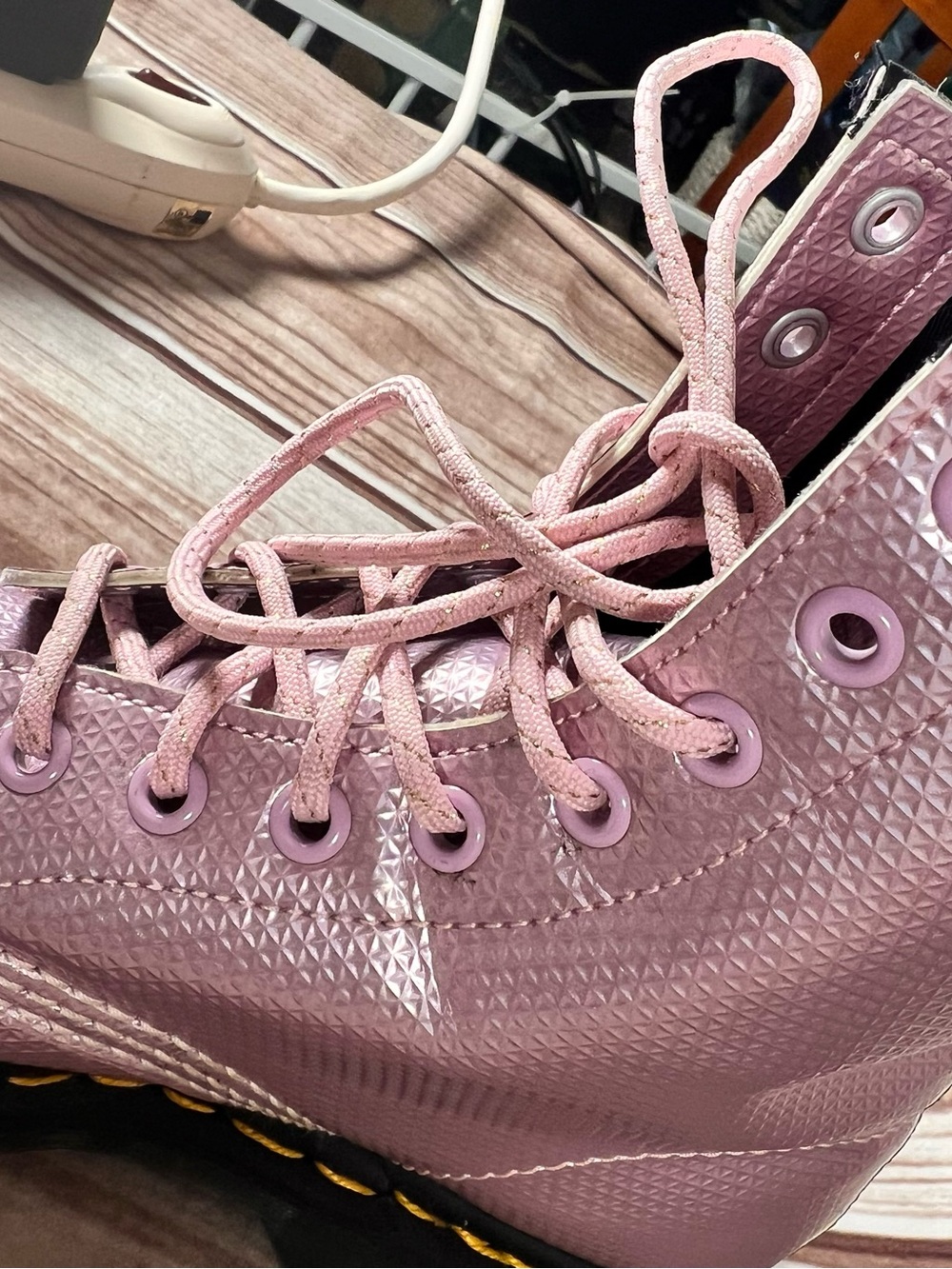 Dr. Martens Metallic Pink Lace-Up Women's Boots - Picture 10 of 13